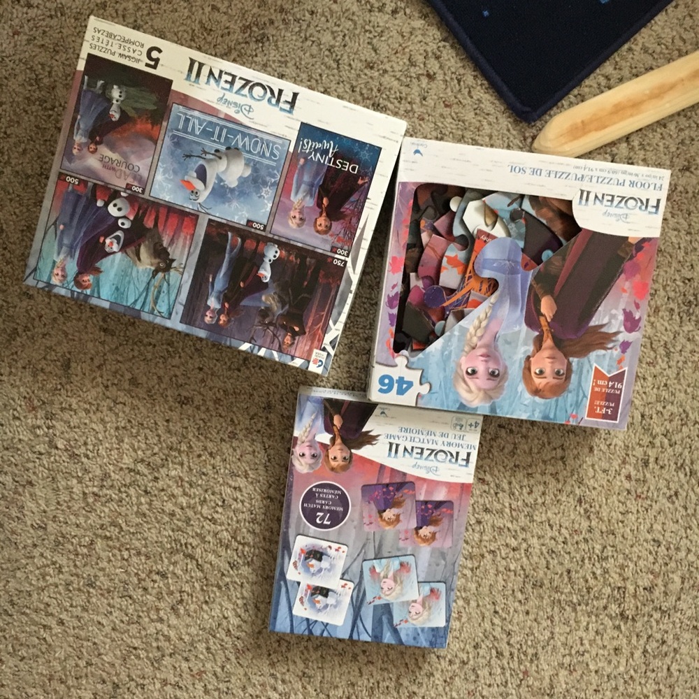Disney Frozen 1 & 2 puzzle x2 and memory game